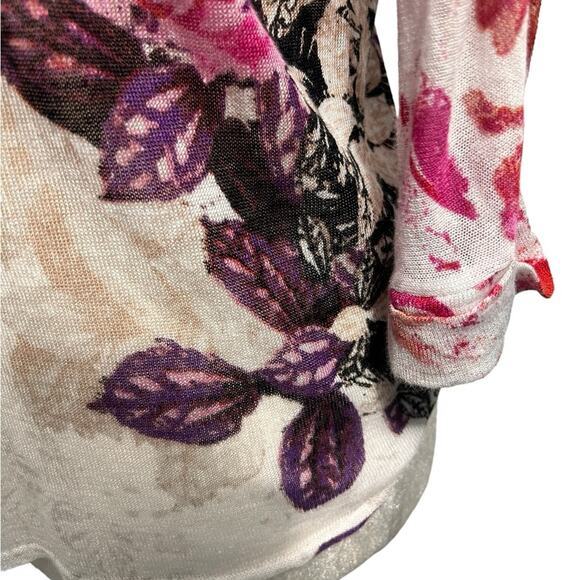 NIC+ZOE Scoop Neck 3/4 Sleeve Linen Blend Floral Top - Medium - Picture 3 of 11